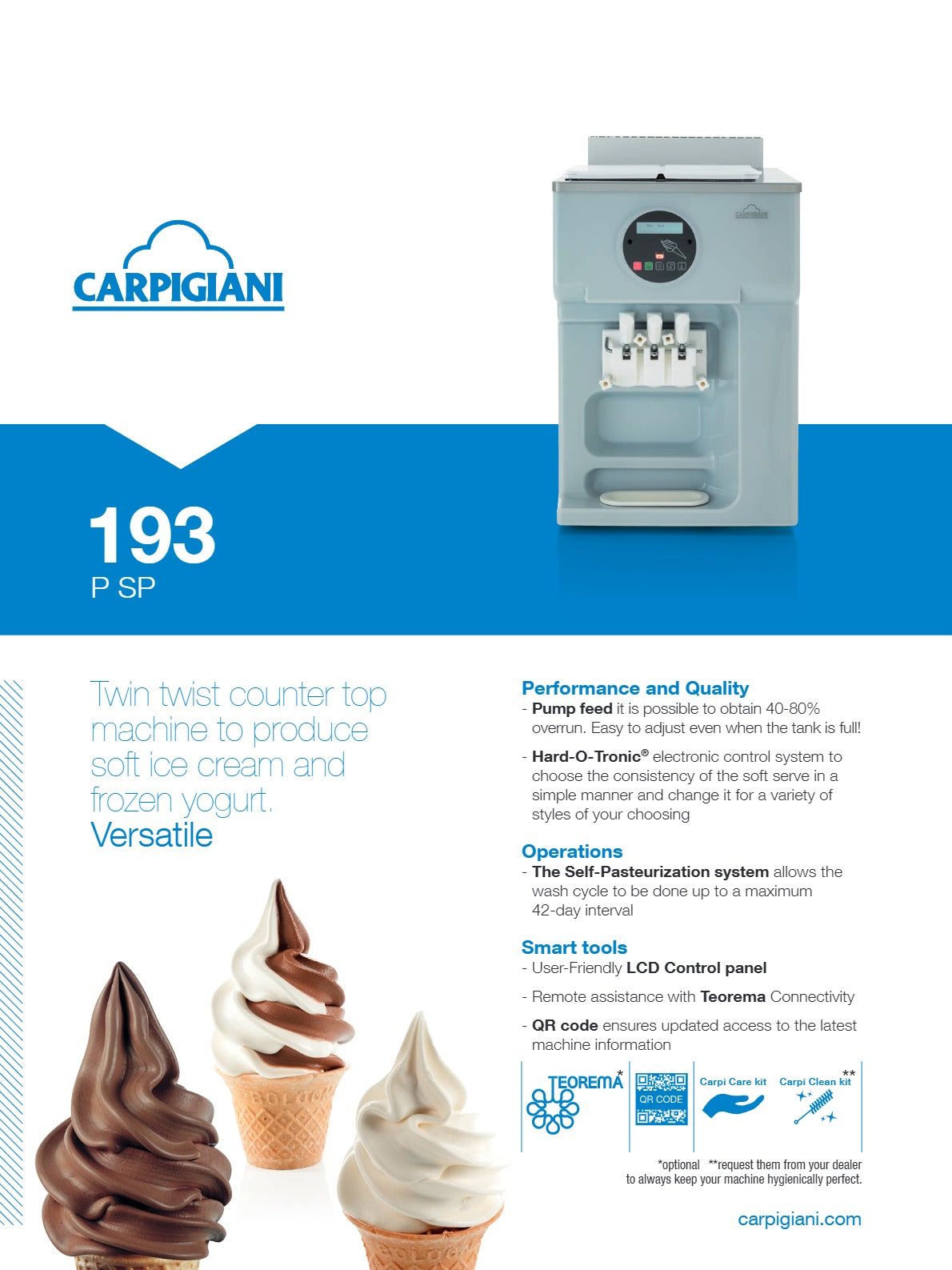 Carpigiani 193 Classic G Pom Beater - Countertop Twin-Twist Soft Serve & Acai Machine