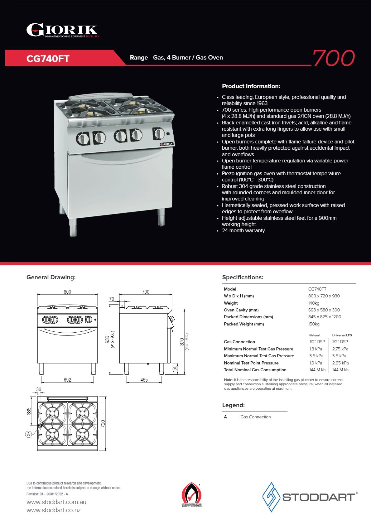 Giorik 700 Series CG740FT - Range Oven