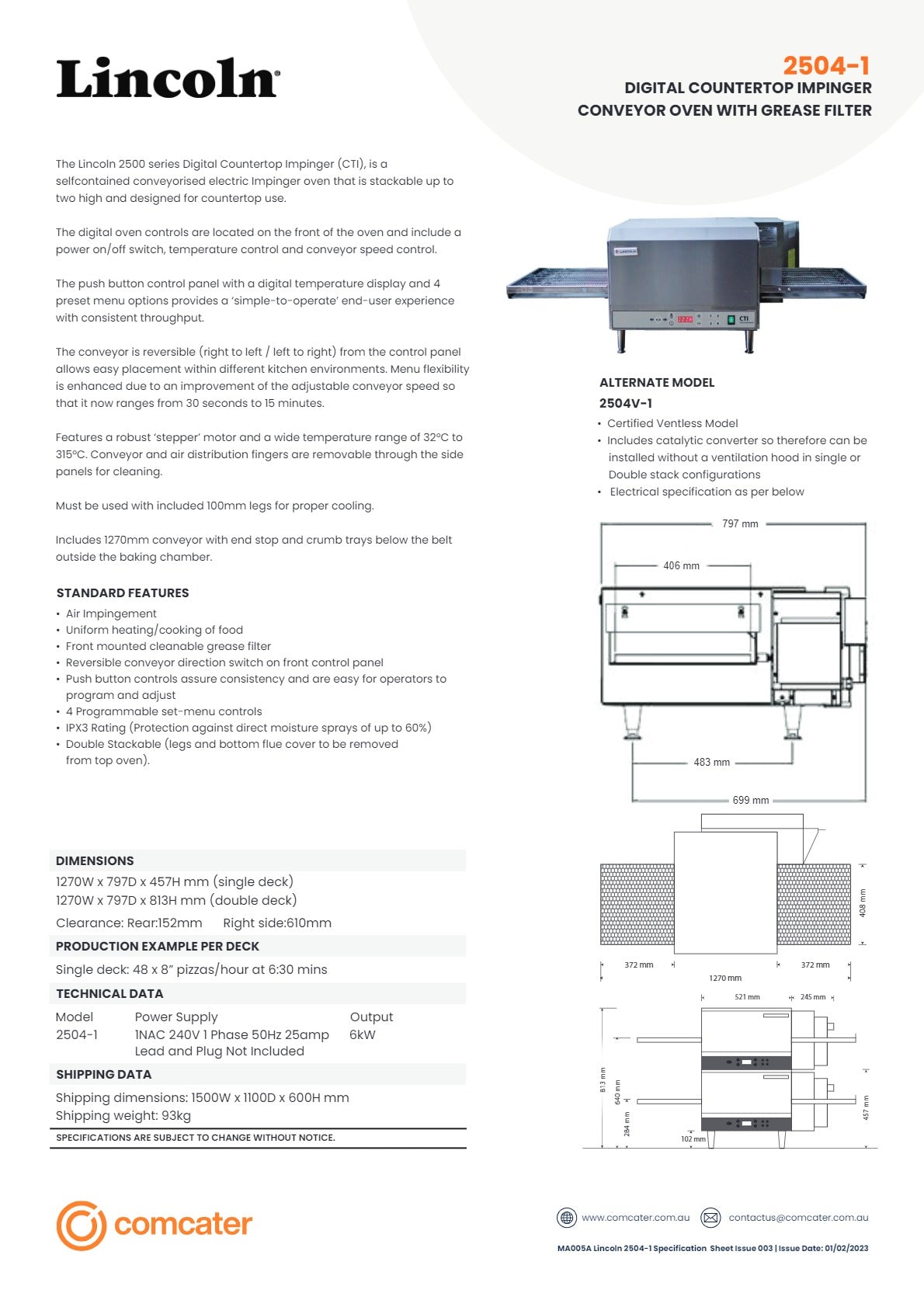 Lincoln Impinger 2504-1 - Countertop Conveyor Oven | SilverChef