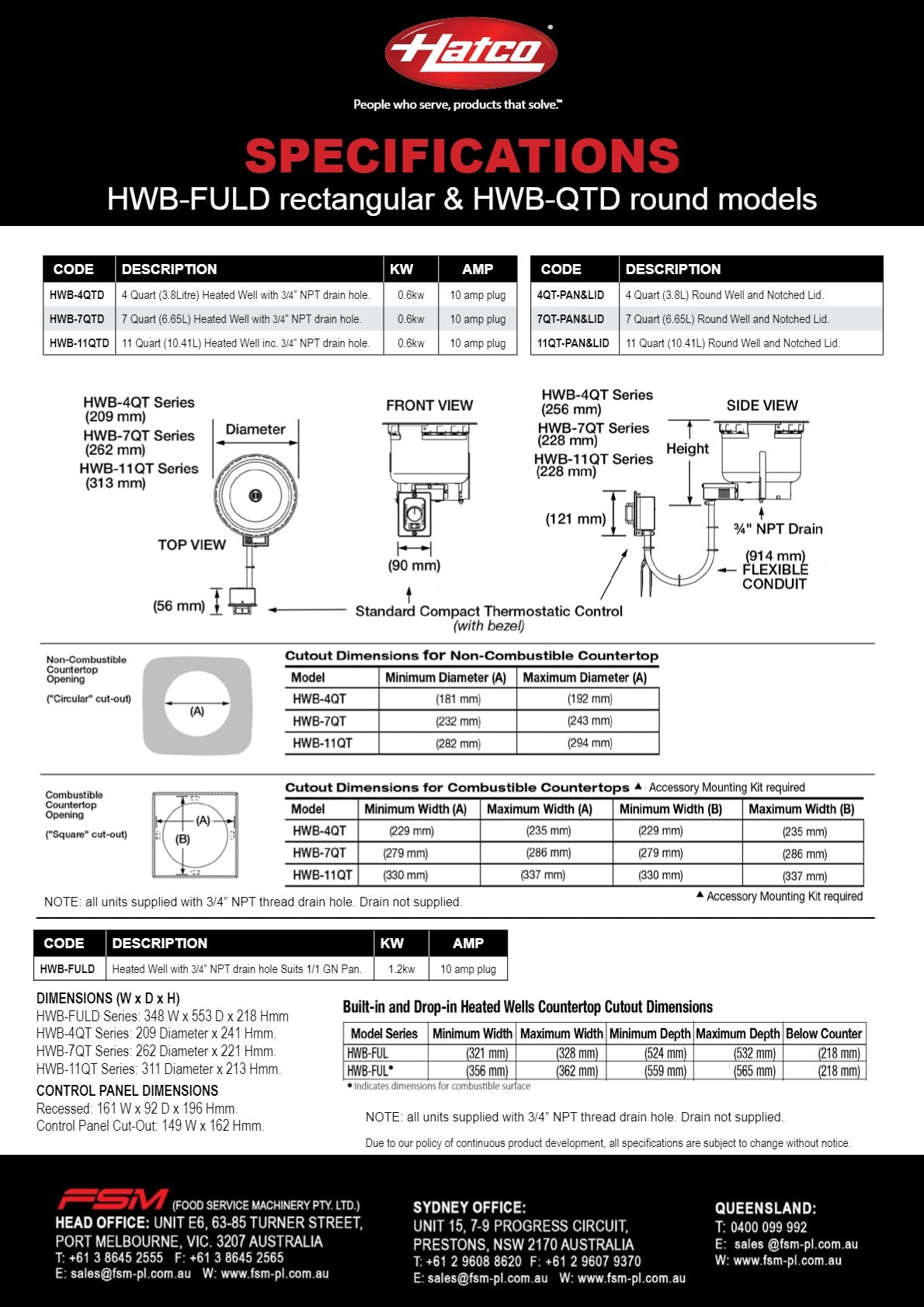 Hatco HWB-FULD - Built-In Heated Well