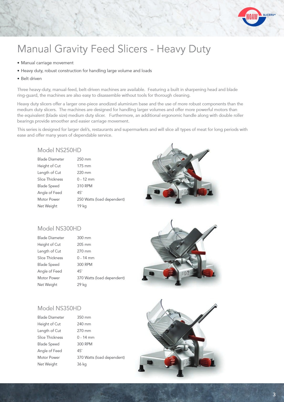 Noaw NS250HD - Gravity Feed Slicer