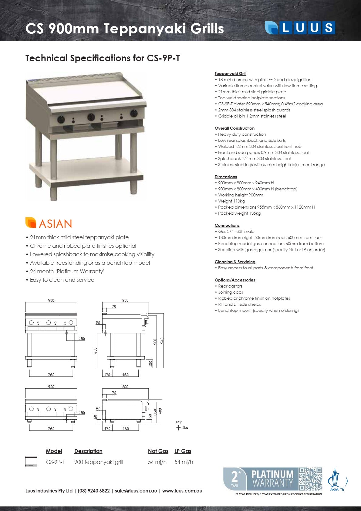 Thumbnail - Luus CS-9P-T - Teppanyaki Grill