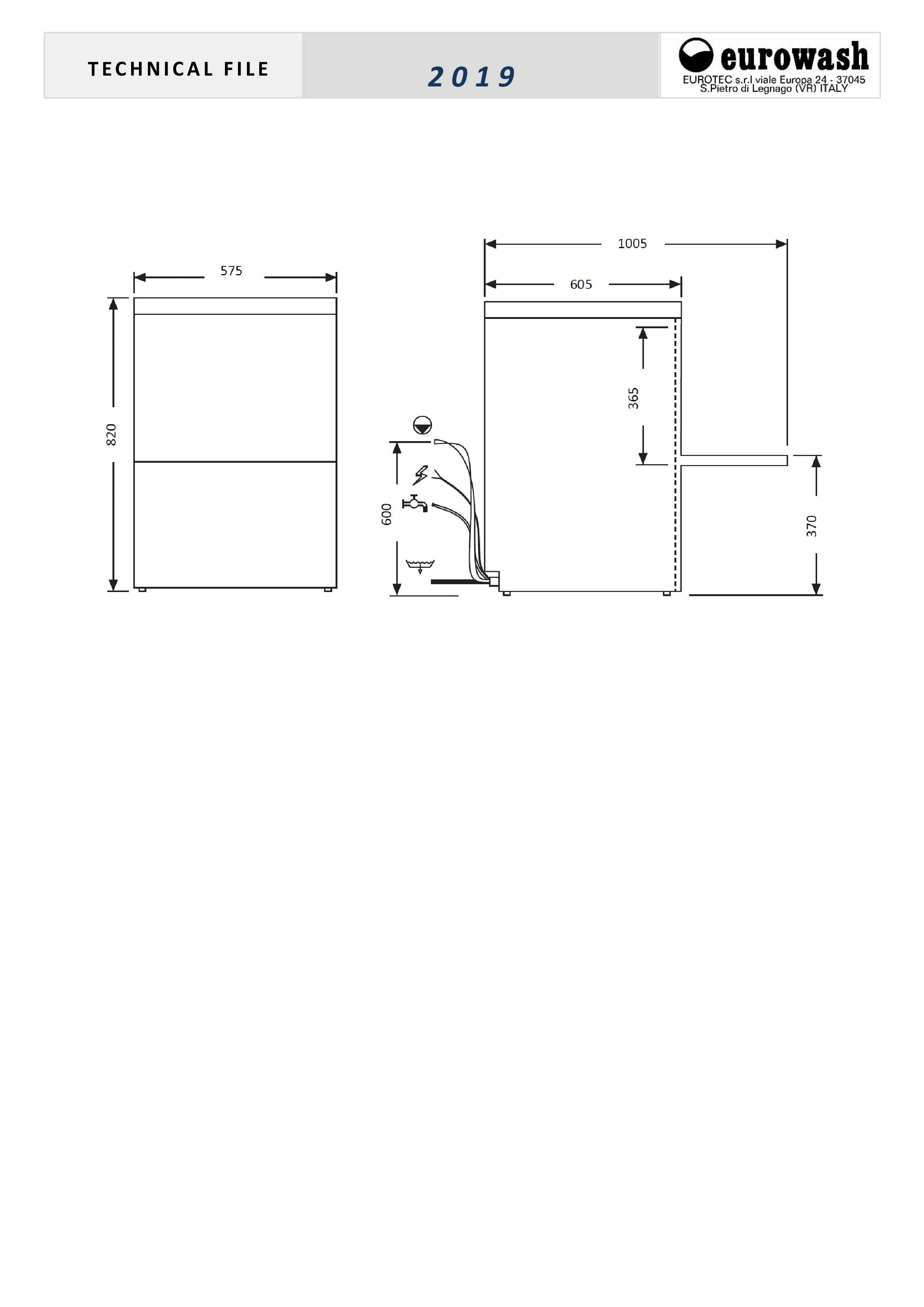 Eurowash E-Line EW360E - Undercounter Dishwasher