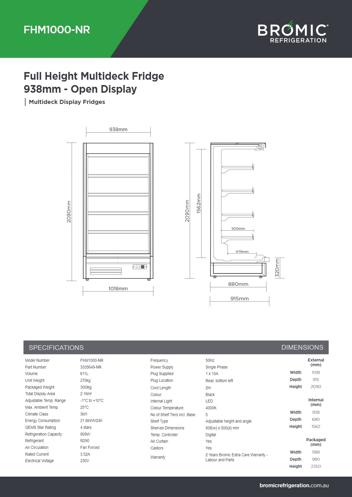 Thumbnail - Bromic FHM1000-NR - Open Multideck Fridge