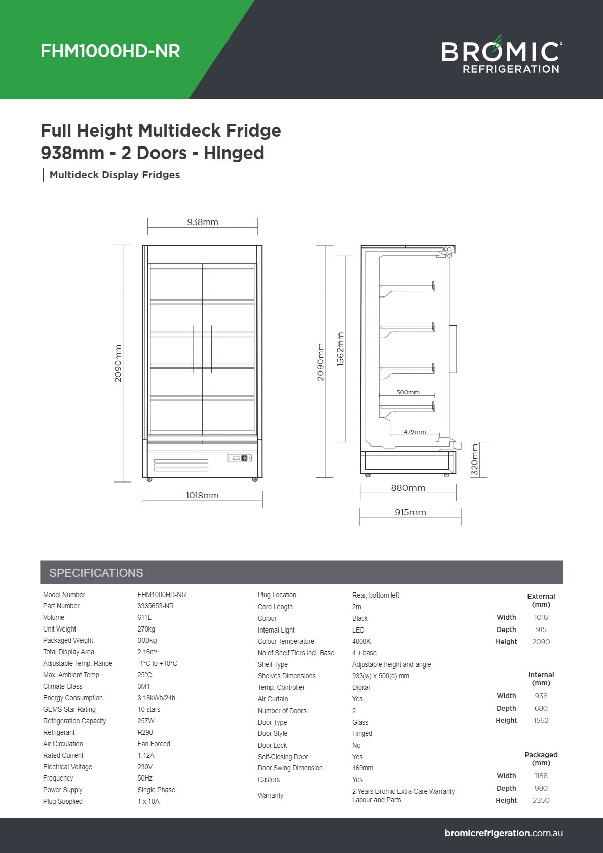 Bromic FHM1000HD-NR - Multideck Fridge