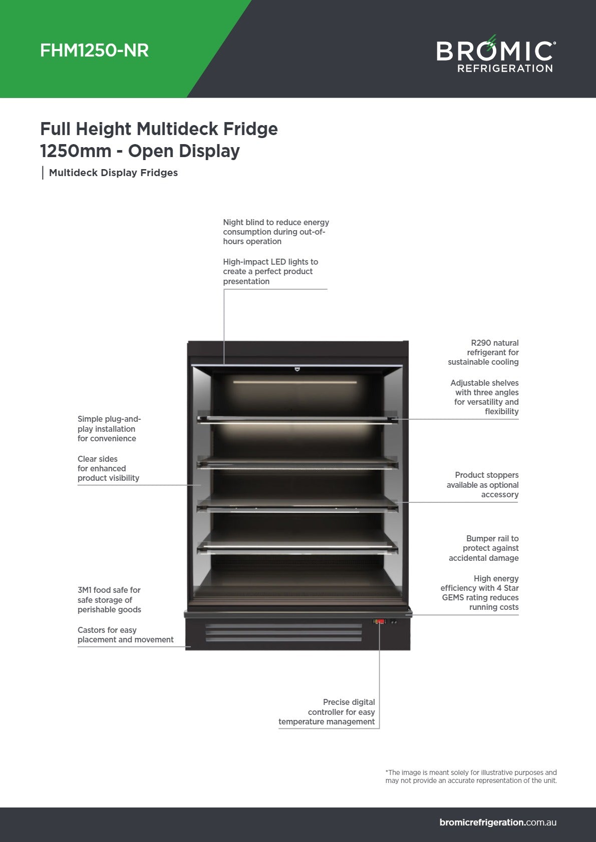 Thumbnail - Bromic FHM1250-NR - Open Multideck Fridge