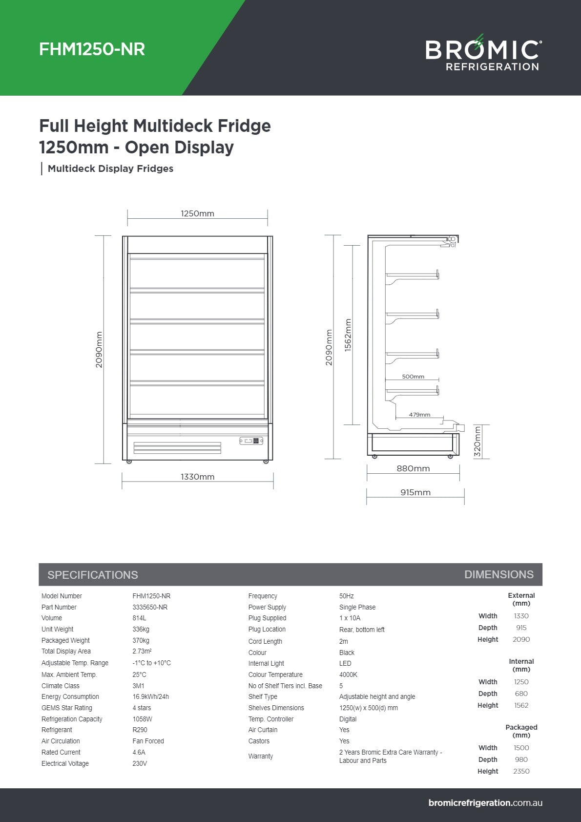 Thumbnail - Bromic FHM1250-NR - Open Multideck Fridge