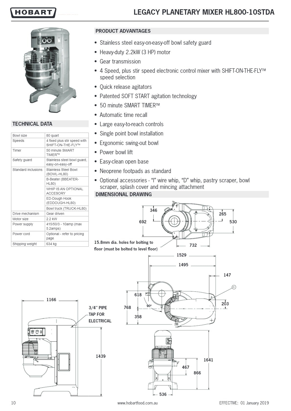 Hobart Legacy HL800 - Planetary Mixer