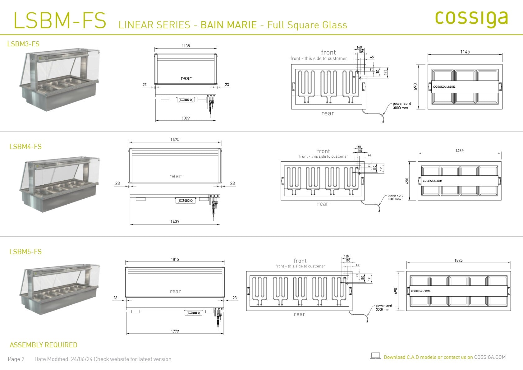 Thumbnail - Cossiga Linear Series LSBM5-FS - Bain Marie with Full Square Glass