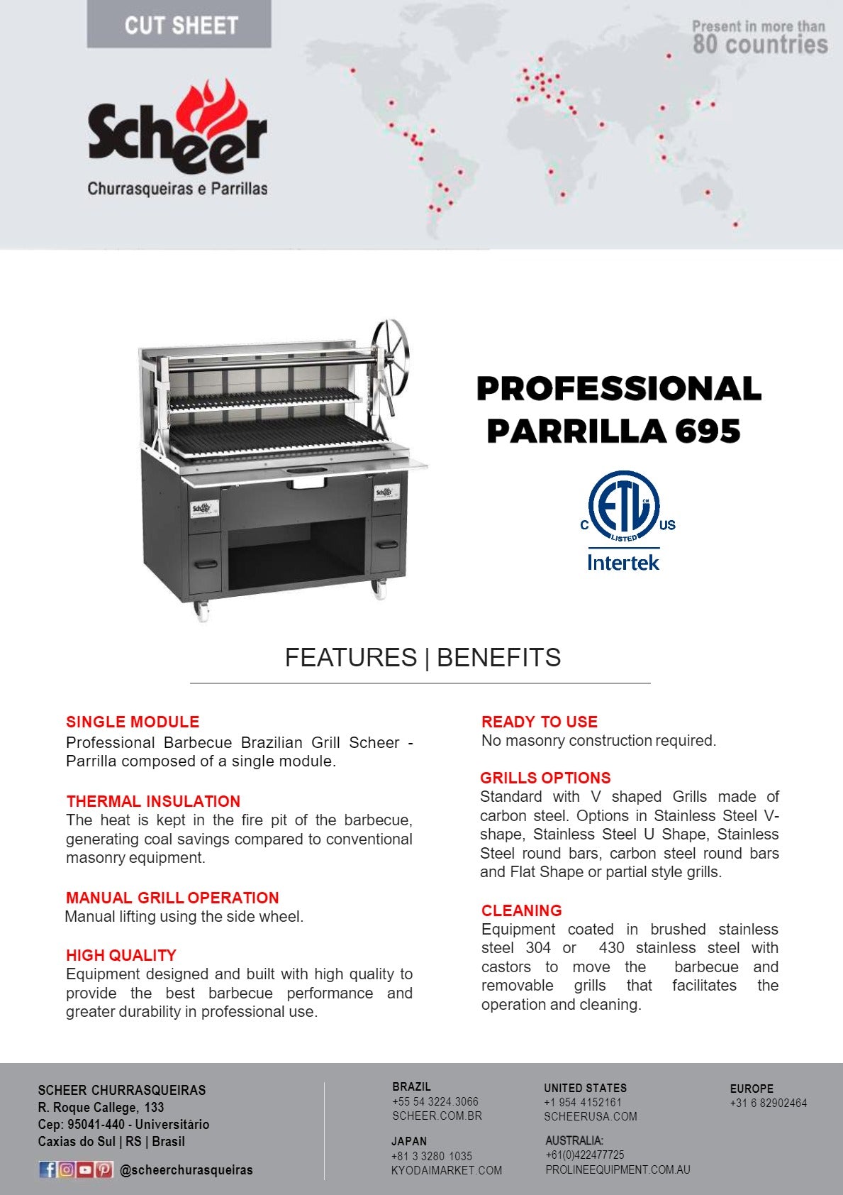 Thumbnail - Scheer Proline Parrilla 695 - 1200mm Charcoal/Wood Parrilla Grill