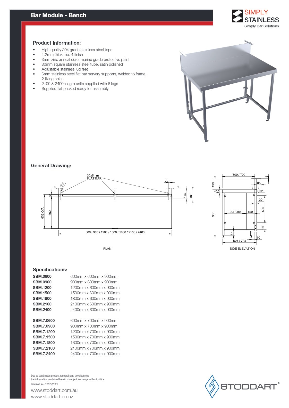 Simply Stainless SBM.0600 - Single Bar Bench Module | SilverChef