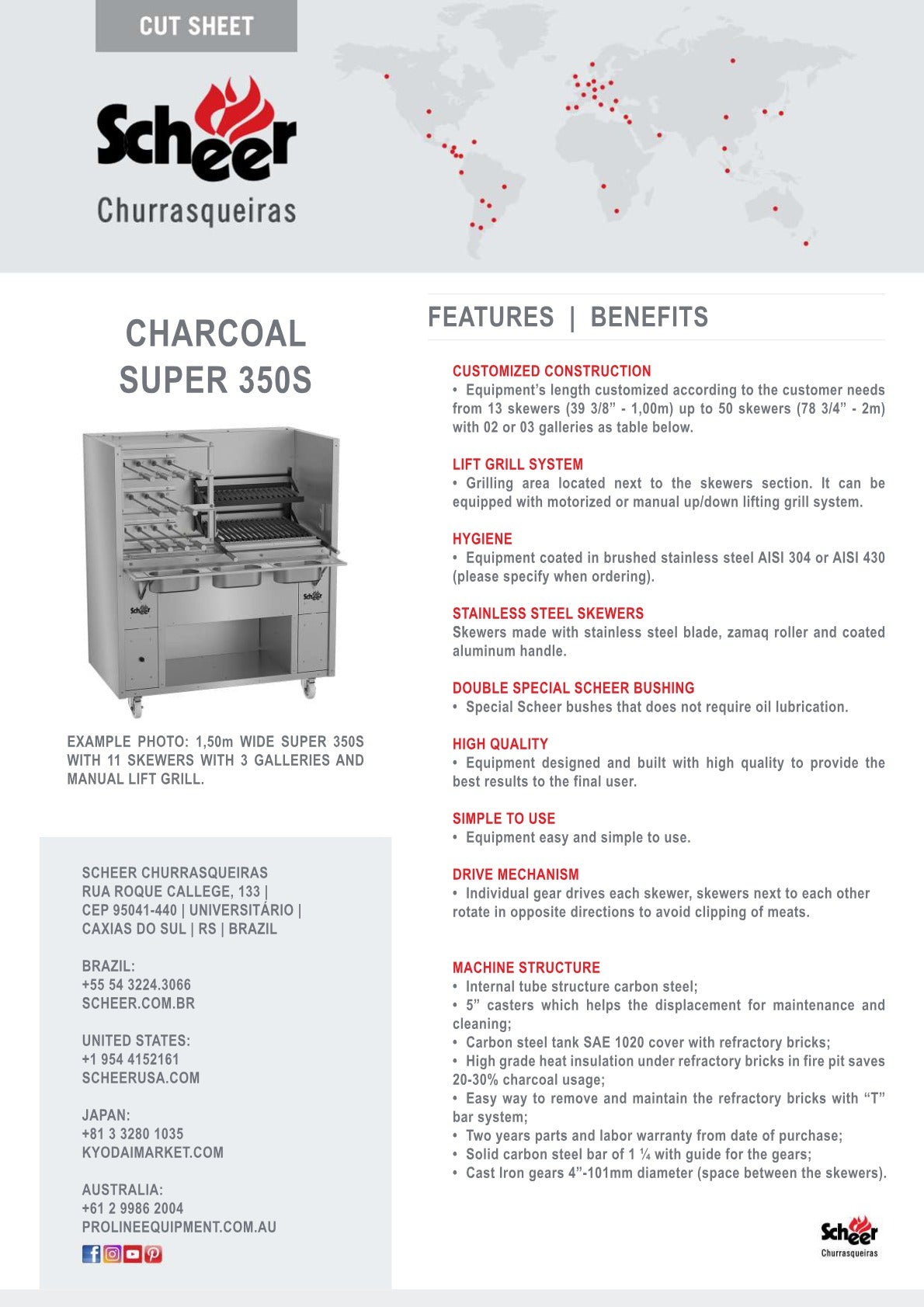 Scheer Proline Super 350 - 1500mm Combination Charcoal Rotisserie & Grill