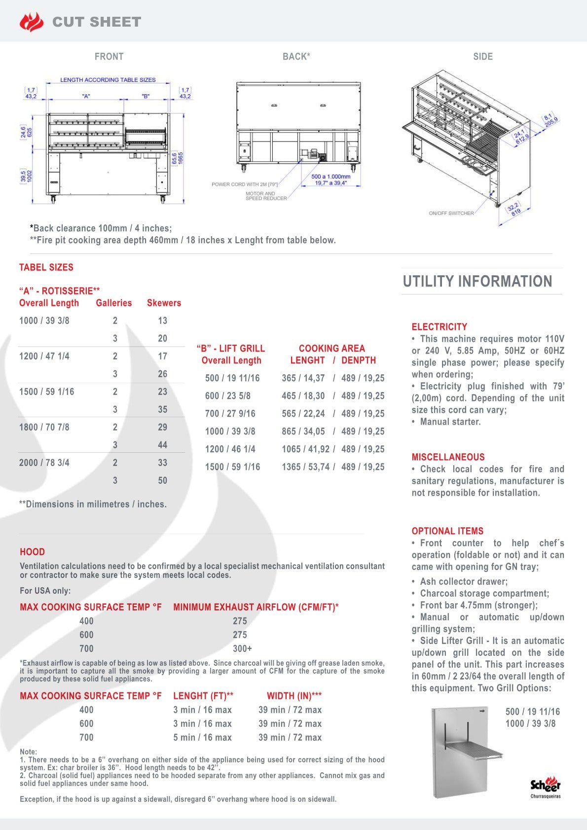 Scheer Proline Super 350 - 1500mm Combination Charcoal Rotisserie & Grill