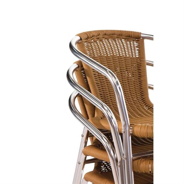 Thumbnail - Bolero U422 - Four Natural Wicker Chairs with Aluminium Frame