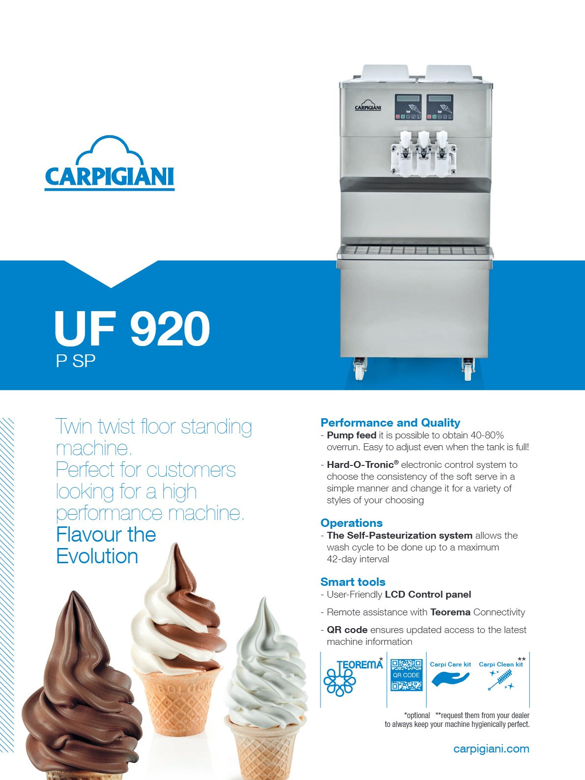 Carpigiani UF 920 G SP - Floor Standing Twin-Twist Soft Serve & Acai Machine