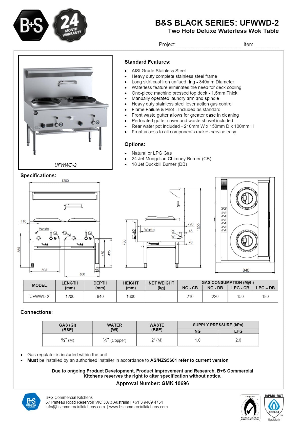 Thumbnail - B+S Black UFWWD-2 - Waterless Wok Table