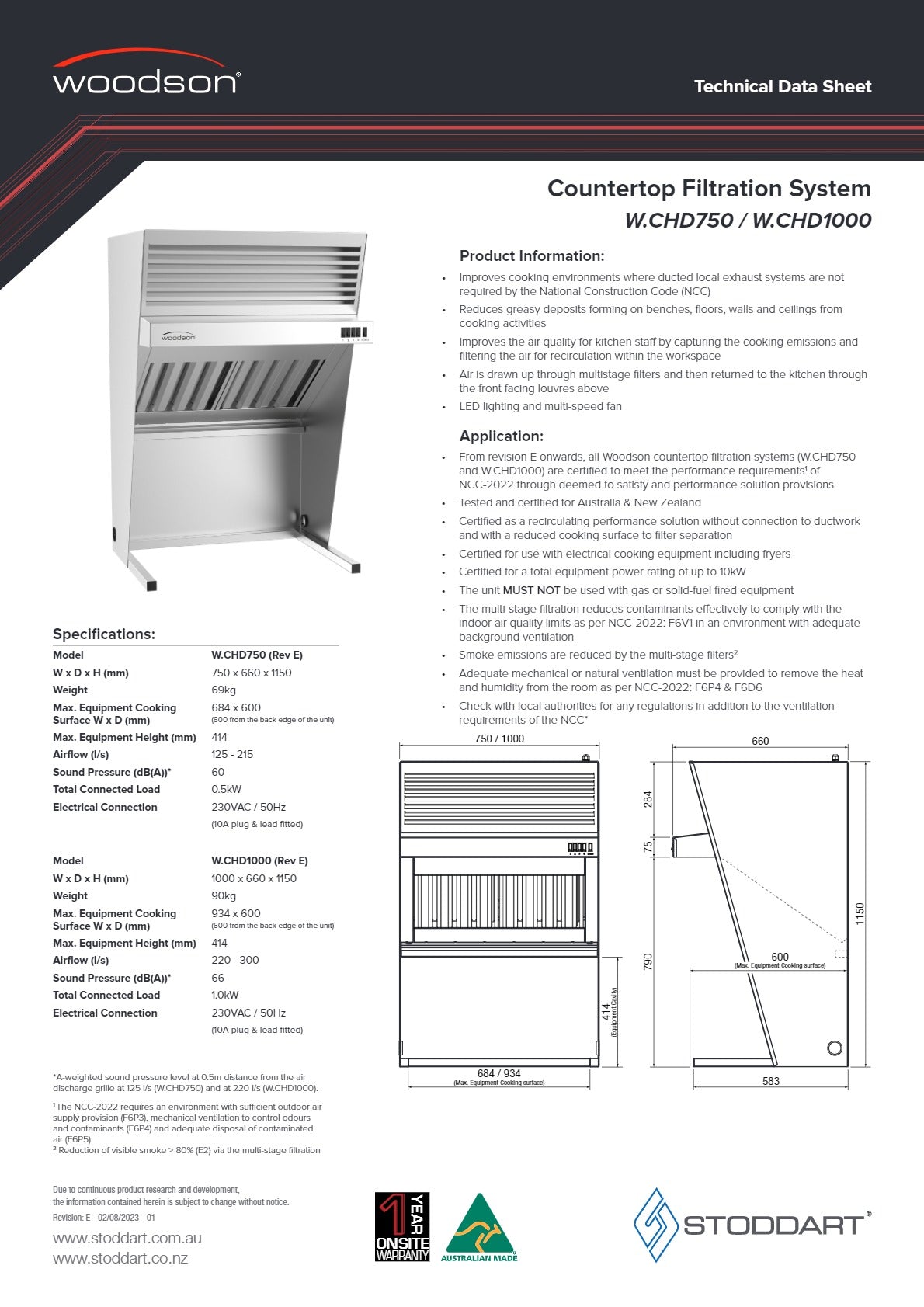 Woodson W.CHD750 - Countertop Ductless Exhaust Hood