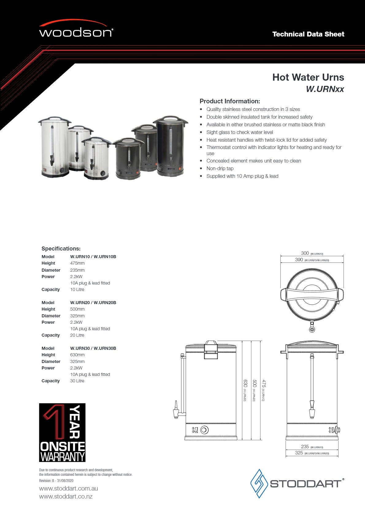 Woodson W.URN20 - Hot Water Urn