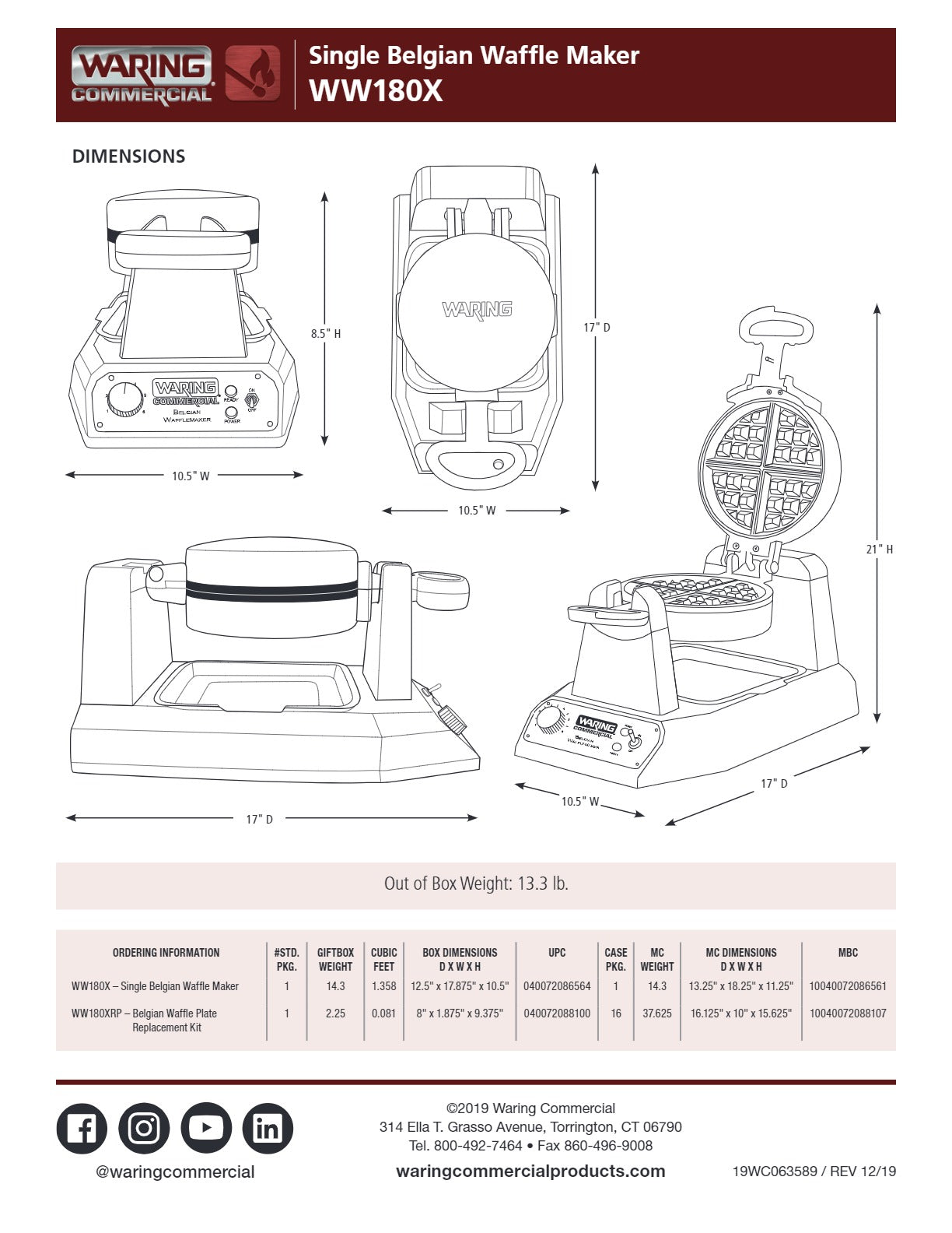 Thumbnail - Waring WW180X - Belgian Waffle Maker