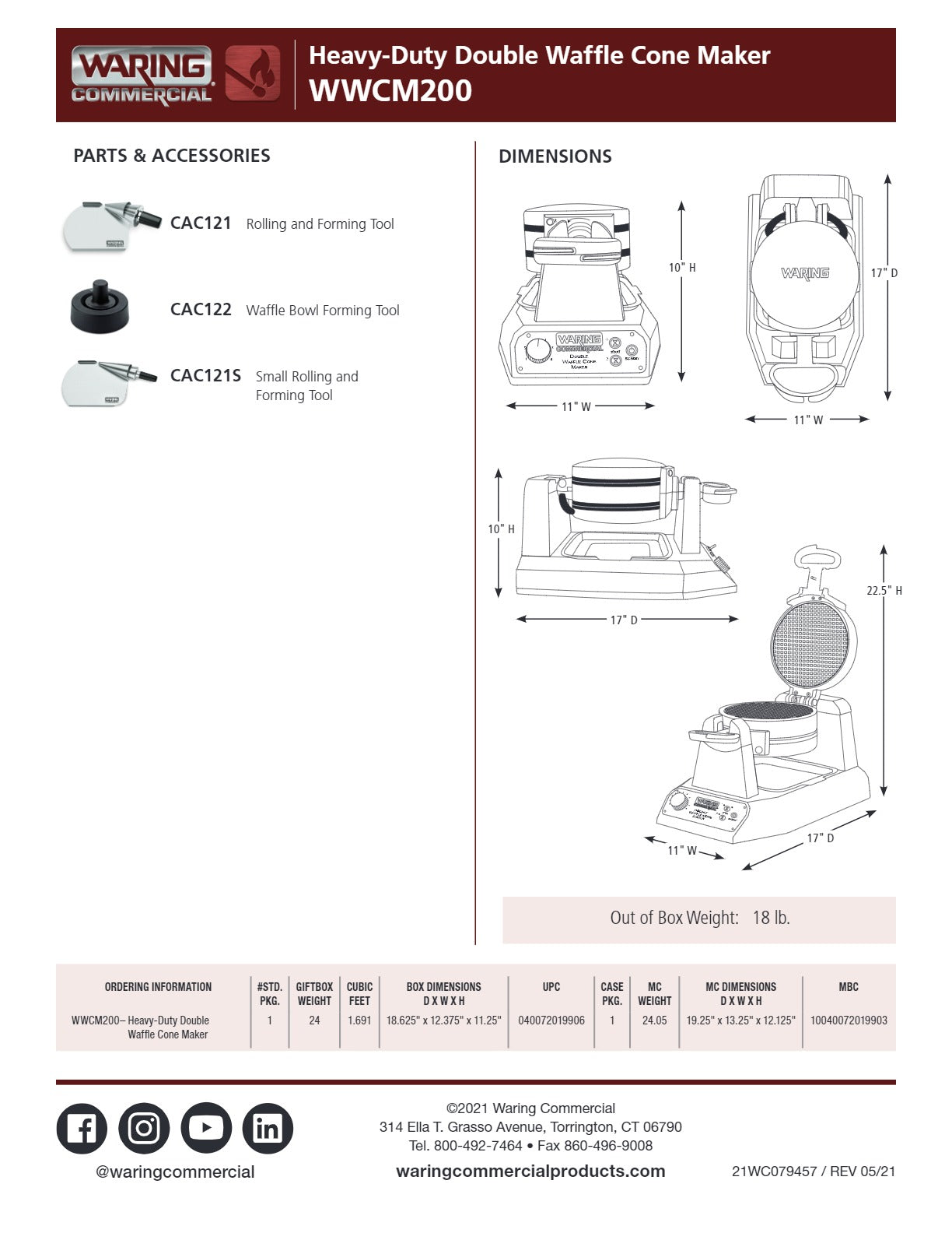 Thumbnail - Waring WWCM200 - Double Waffle Cone Maker