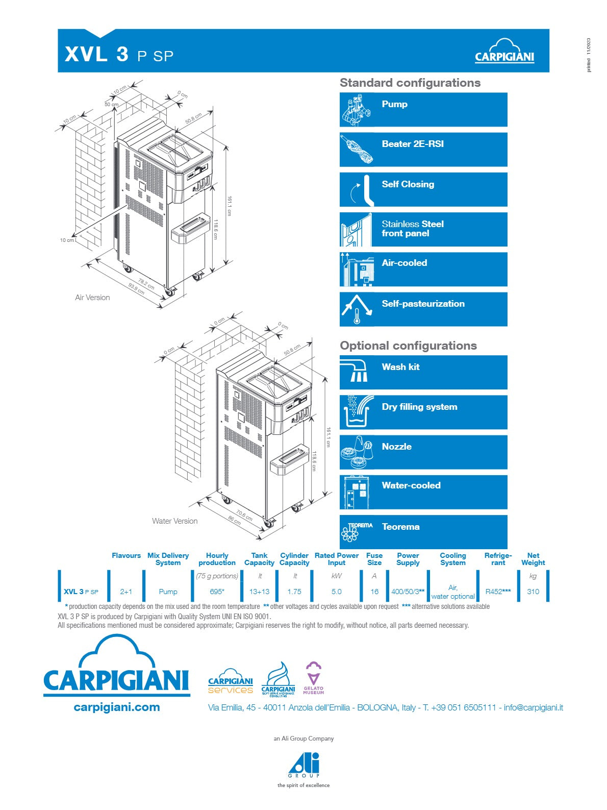 Carpigiani XVL 3 P SP - Floor Standing Twin-Twist Soft Serve & Acai Machine