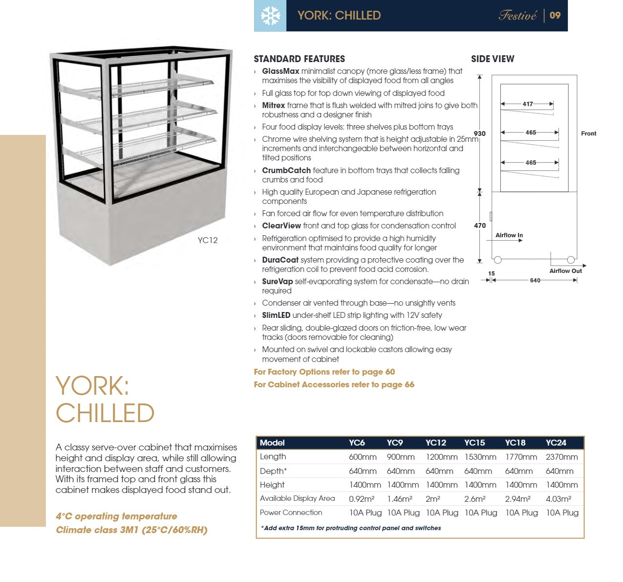 Thumbnail - Festive York Chilled 600 4 Shelves + Base - Cold Food Display