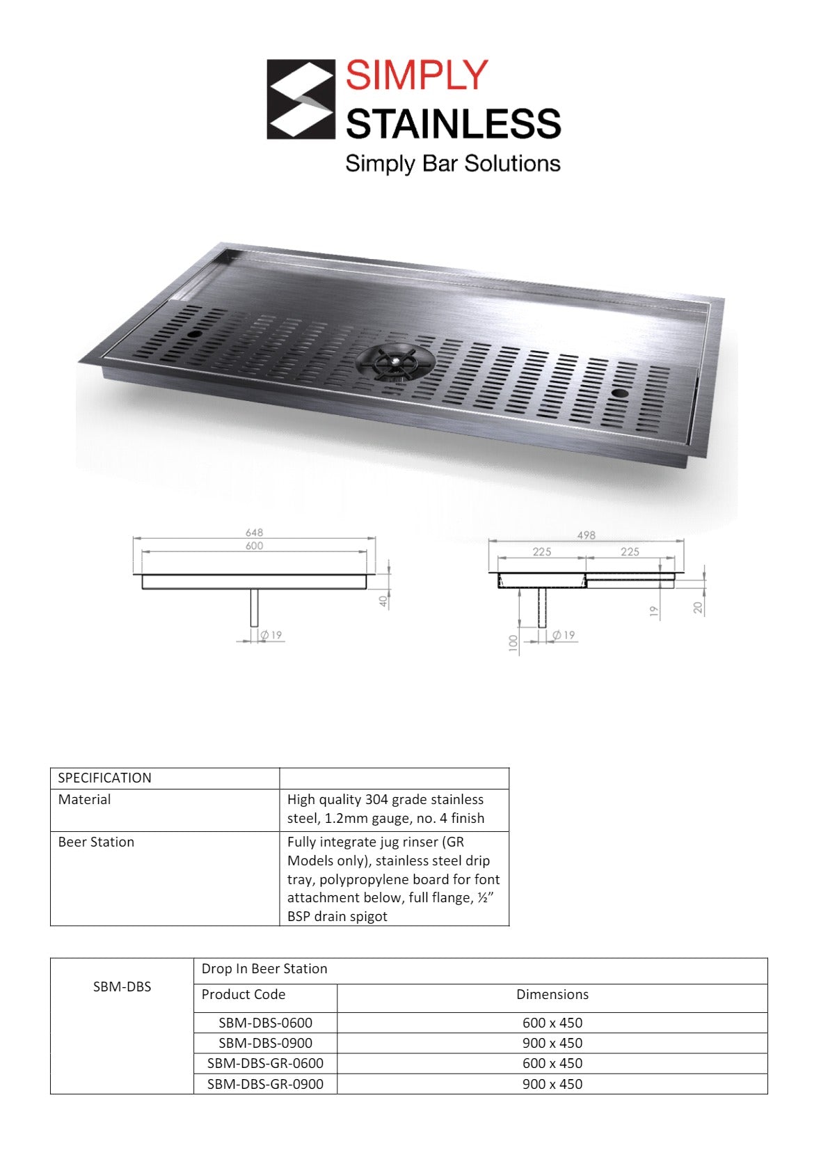 Simply Stainless SBM.DBS.0600 - Drop-In Beer Station | SilverChef